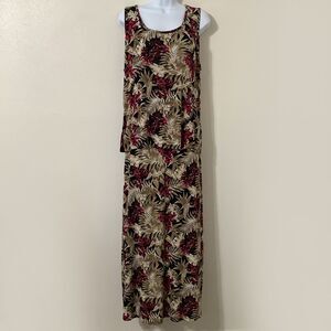 Vintage Y2K Floral Tropical Fairy Grunge Fairycore Stretchy Boho Skirt Set L